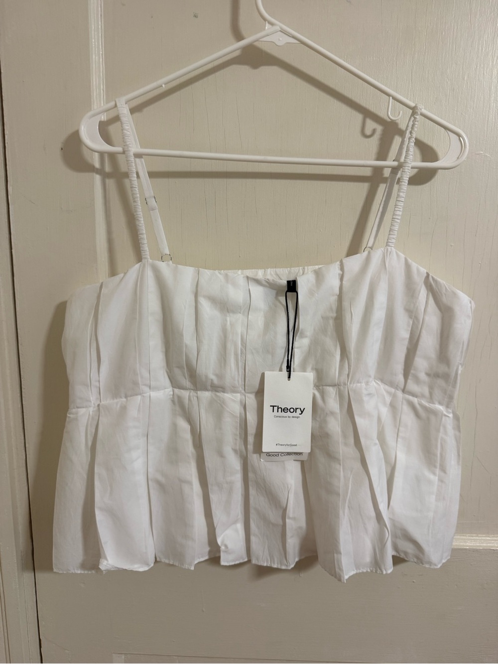 Theory White Sleeveless Ruffled Camisole